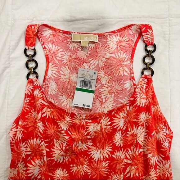 Michael Kors Womens Size Large Beaded‎ Ring Detail Tank Top Sleeveless Tropical - Picture 4 of 11
